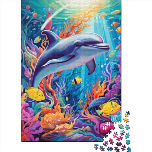 Puzzle für Erwachsene 1000 Teile, Art Dolphin Puzzles für Erwachsene und Jugendliche, Holzbrettpuzzle, Spielzeug, Denkspiel, 1000 Teile (75 x 50 cm) von aaaaab