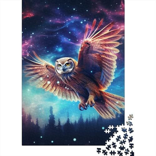 Puzzle für Erwachsene 1000 Teile, Galaxie-Eule, Puzzle für Erwachsene und Jugendliche, Holzbrett-Puzzle, Spielzeug, Denkspiel, 1000 Teile (75 x 50 cm) von aaaaab