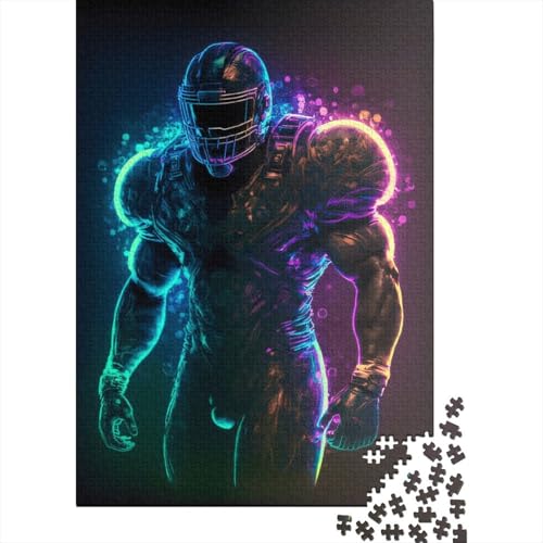 Puzzle für Erwachsene 1000 Teile American Football RGB Puzzle für Erwachsene und Jugendliche Holzbrettpuzzle Spielzeug Denkspiel 1000 Teile (75x50cm) von aaaaab