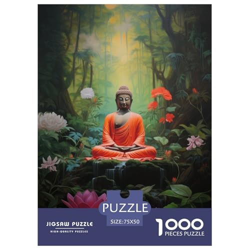 Puzzle für Erwachsene 1000 Teile Buddha-Kunst Holzpuzzle für Erwachsene und Teenager Heimdekoration Puzzlespielzeug 1000 Teile (75 x 50 cm) von aaaaab