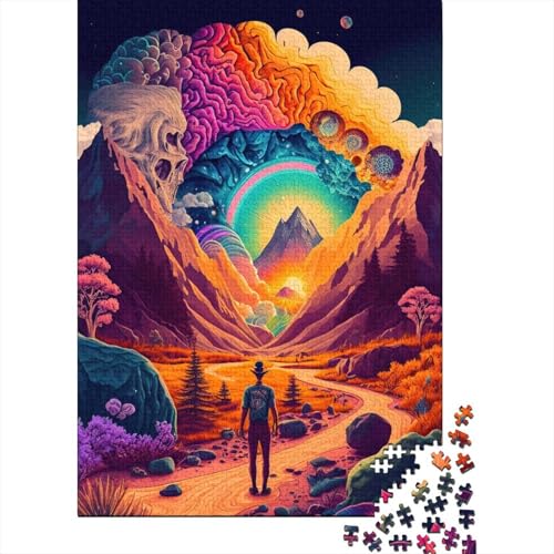 Puzzle für Erwachsene 1000 Teile Psychedelische Natur Puzzles für Erwachsene und Jugendliche Holzbrettpuzzle Spielzeug Denkspiel 1000 Teile (75x50cm) von aaaaab