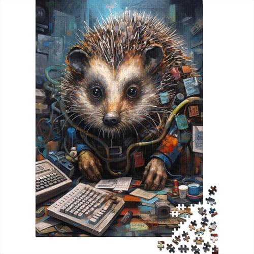 Puzzle für Erwachsene 300 Teile, Art Hedgehog, kreatives quadratisches Puzzle für Erwachsene und Jugendliche, Holzbrettpuzzle, anspruchsvolles Spiel, 300 Teile (40 x 28 cm) von aaaaab