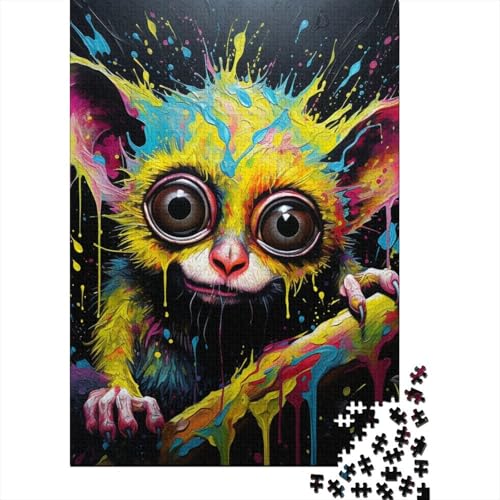 Puzzle für Erwachsene 500 Teile Art Lemur Puzzles für Erwachsene und Jugendliche Holzbrettpuzzle Spielzeug Denkspiel 500 Teile (52x38cm) von aaaaab