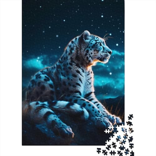 Puzzle für Erwachsene 500 Teile Stern-Schneeleopard Puzzle für Erwachsene und Jugendliche Holzbrett-Puzzle Spielzeug Denkspiel 500 Teile (52x38cm) von aaaaab