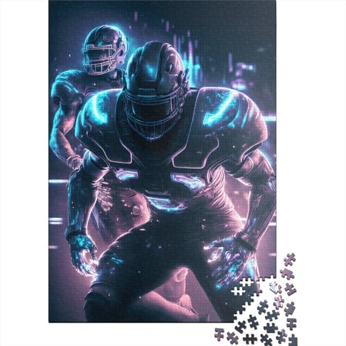 Puzzle für Erwachsene American Football RGB Puzzle 500 Teile Holzpuzzle Erwachsene und Jugendliche Puzzle Heimdekoration Denkspiel Wandkunst Einzigartiges Geschenk 500 Teile (52x38cm) von aaaaab