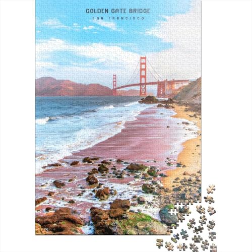 Puzzle für Erwachsene Golden Gate Bridge Puzzle 1000 Teile Holzpuzzle für Erwachsene und Jugendliche Puzzles Heimdekoration Denkspiel Wandkunst Einzigartiges Geschenk 1000 Teile (75 x 50 cm) von aaaaab