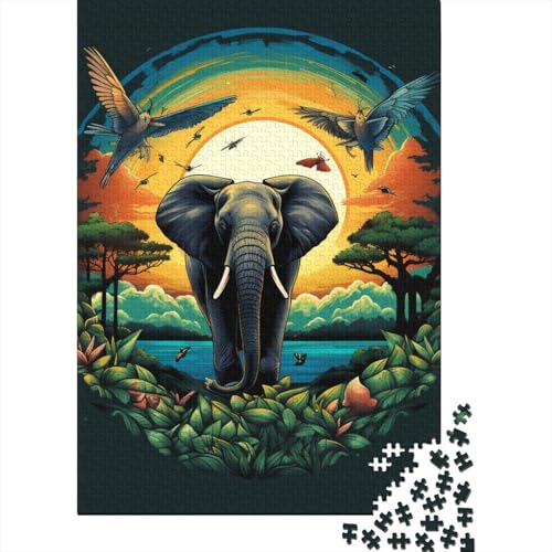 Puzzle für Erwachsene mit 1000 Teilen, Elefant, Holzpuzzle, Denksportaufgabe für Erwachsene, 1000 Teile (75 x 50 cm) von aaaaab