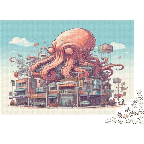 Puzzle für Erwachsene mit 300 Teilen, Oktopus-Holzpuzzle, Puzzle für Erwachsene, Lernspiel, Herausforderungsspielzeug, 300 Teile (40 x 28 cm) von aaaaab