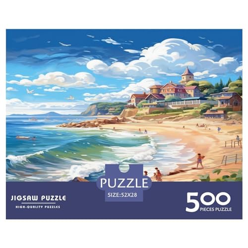 Puzzle für Erwachsene und Jugendliche, Seaside_town-Puzzles für Erwachsene, Puzzles für Erwachsene, Lernspiel, Herausforderungsspielzeug, 500 Teile (52 x 38 cm) von aaaaab
