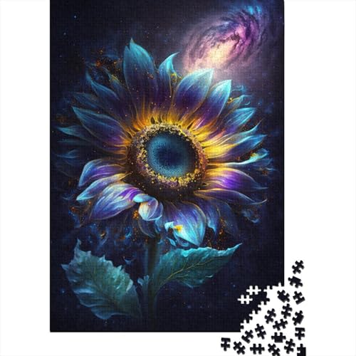 Puzzle für Kinder, 1000 Teile, Galaxie-Sonnenblumen-Holzpuzzle, schwierige Puzzles, Lernspielzeug, Puzzlespiele, 1000 Stück (75 x 50 cm) von aaaaab