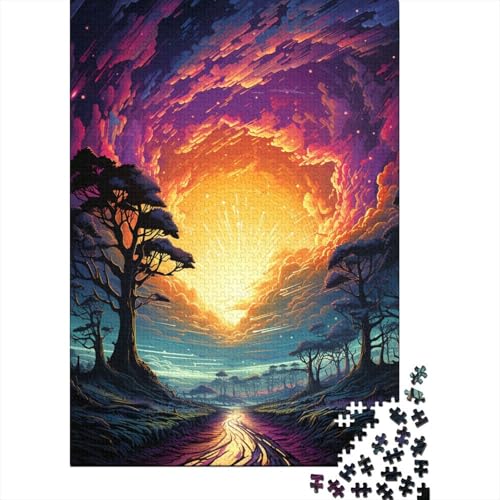 Puzzle für Kinder, 1000-teiliges Puzzle, Psychedelischer Himmel, großes Puzzle, anspruchsvolle Familienspiele, Unterhaltungsspielzeug, Geschenke, Heimdekoration (75 x 50 cm) von aaaaab