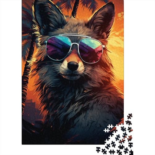 Puzzle für Kinder, 300 Teile, Fuchs-Boss mit Sonnenbrille, 8 Puzzles für Kinder und Jugendliche, Holzbrett-Puzzle, Spielzeug, Denkspiel, 300 Teile (40 x 28 cm) von aaaaab