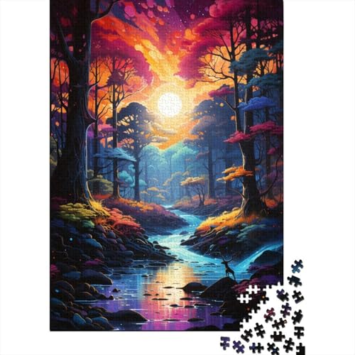 Puzzle für Kinder, 300 Teile, farbenfroher Psychedelischer Wald, Puzzle für Kinder und Jugendliche, Holzbrett-Puzzle, Spielzeug, Denkspiel, 300 Teile (40 x 28 cm) von aaaaab