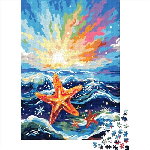 Puzzle für Kinder, 300 Teile, farbenfrohes künstlerisches Seestern-Puzzle für Kinder und Jugendliche, Holzbrett-Puzzle, Spielzeug, Denkspiel, 300 Teile (40 x 28 cm) von aaaaab