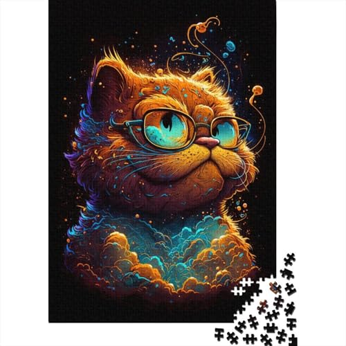 Puzzle für Kinder, 300 Teile, kosmisches Garfield-Puzzle mit Brille, Holzpuzzle für Kinder, Jugendliche und anspruchsvolles Spielzeug, 300 Teile (40 x 28 cm) von aaaaab