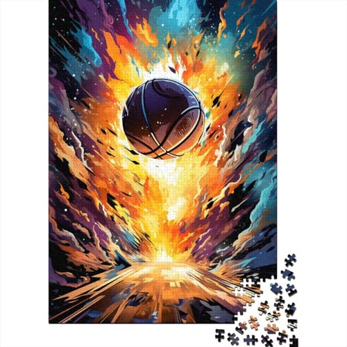 Puzzle für Kinder, 300-teiliges Puzzle, Fantasie-Farb-Basketball-Feuer, großes Puzzle, anspruchsvolle Familienspiele, Unterhaltungsspielzeug, Geschenke, Heimdekoration (40 x 28 cm) von aaaaab