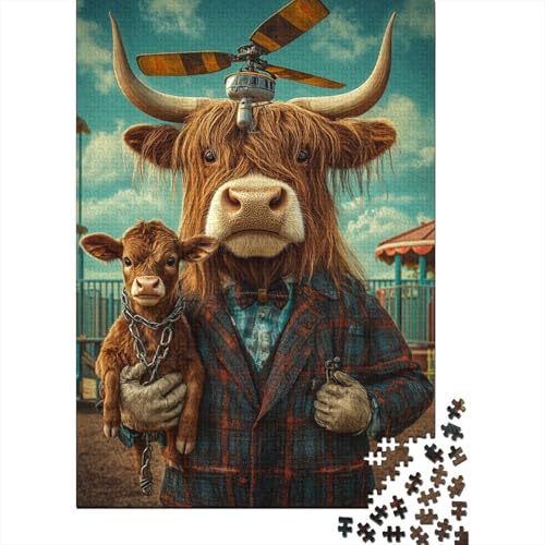 Puzzle für Kinder, 500 Teile, Art Highland Cow, quadratisches Puzzle für Kinder und Holzpuzzle, Puzzle für Erwachsene, Puzzlegeschenke, 500 Teile (52 x 38 cm) von aaaaab