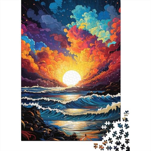 Puzzle für Kinder, 500 Teile, Küste unter Sonnenuntergang, Puzzle für Kinder und Jugendliche, Holzbrett-Puzzle, Spielzeug, Denkspiel, 500 Teile (52 x 38 cm) von aaaaab