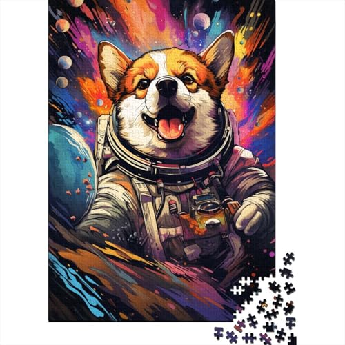 Puzzle für Kinder, 500 Teile, farbenfrohes Weltraum-Corgi-Hunde-Puzzle für Kinder und Jugendliche, Holzbrett-Puzzle, Spielzeug, Denkspiel, 500 Teile (52 x 38 cm) von aaaaab