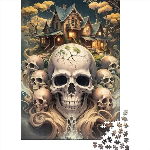 Puzzle für Kinder, 500 Teile, künstlerischer Totenkopf-Puzzle für Kinder und Jugendliche, Holzbrett-Puzzle, Spielzeug, Denkspiel, 500 Teile (52 x 38 cm) von aaaaab