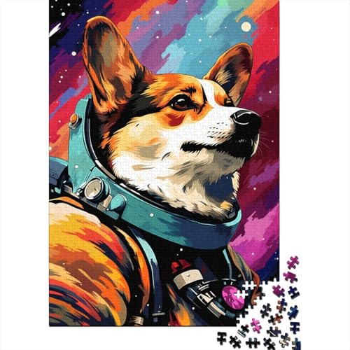 Puzzle für Kinder, 500-teiliges Puzzle, fArtistic Astronaut Corgi Puzzle, anspruchsvolle Spiele für die ganze Familie, Unterhaltungsspielzeug, Geschenke, 500 Stück (52 x 38 cm) von aaaaab