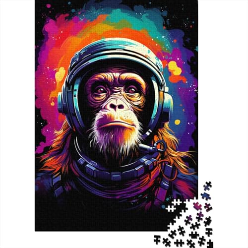 Puzzle für Kinder, 500-teiliges Puzzle, künstlerischer Astronautenaffe, großes Puzzle, anspruchsvolle Familienspiele, Unterhaltungsspielzeug, Geschenke, Heimdekoration (52 x 38 cm) von aaaaab