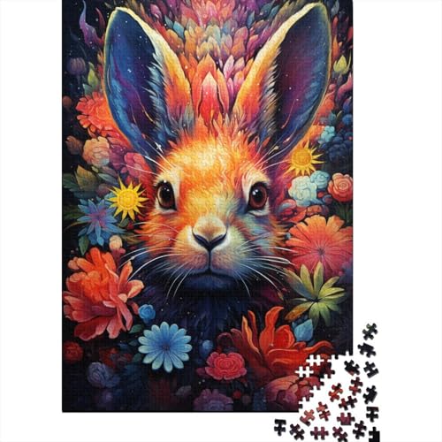 Puzzle für Kinder, 500-teiliges Puzzle für Teenager, Blumenhasen-Puzzle, anspruchsvolle Spiele für die ganze Familie, Unterhaltungsspielzeug, Geschenke, 500 Stück (52 x 38 cm) von aaaaab