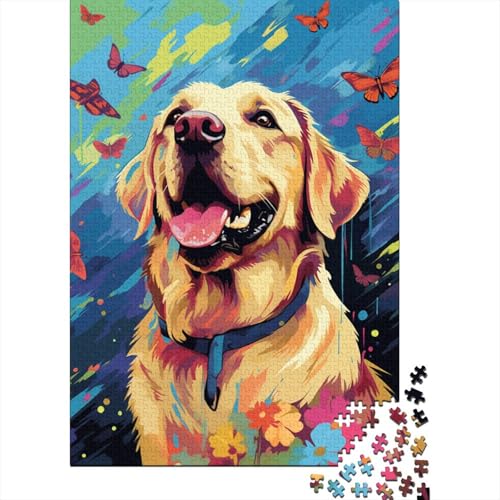 Puzzle für Kinder 1000 Puzzles für Kinder 1000 Teile Puzzle 1000 Teile Puzzle Schmetterling Golden Retriever Holzpuzzle (75x50cm) von aaaaab