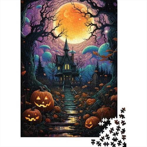 Puzzle für Kinder 1000 Teile, Gemälde eines Kürbishauses, Puzzle für Kinder und Jugendliche, Holzbrett-Puzzle, Spielzeug, Denkspiel, 1000 Teile (75 x 50 cm) von aaaaab