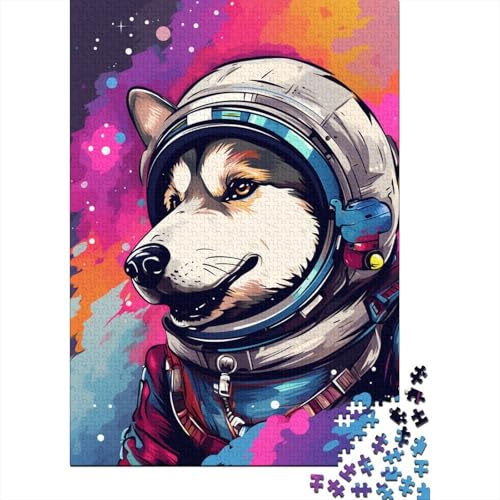 Puzzle für Kinder 1000 Teile Astronaut Husky Puzzle für Kinder und Jugendliche Holzbrettpuzzle Spielzeug Denkspiel 1000 Teile (75x50cm) von aaaaab