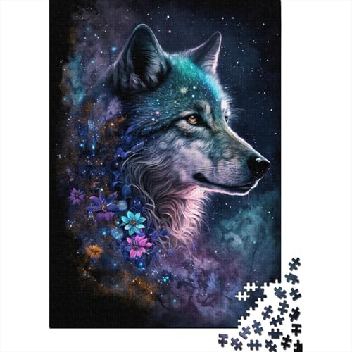 Puzzle für Kinder 500, Wolf- und Blumen-Puzzle, Lernspielzeug, gutes Puzzle-Geschenk für Kinder, Heimdekoration 500 Teile (52 x 38 cm) von aaaaab