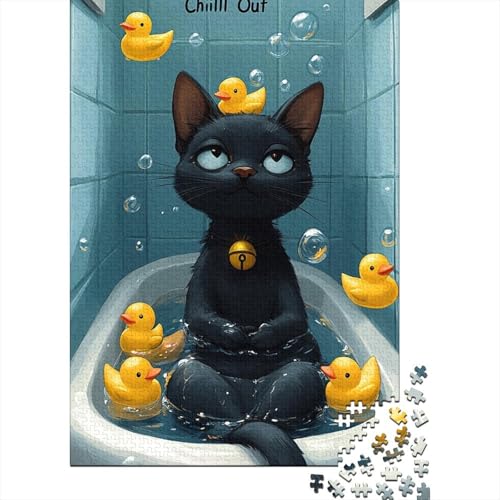 Puzzle mit 1000 Teilen, Black_cat, Puzzle für Erwachsene, Holzpuzzle, pädagogisches Stressabbau-Spielzeug, Puzzle, 1000 Stück (75 x 50 cm) von aaaaab