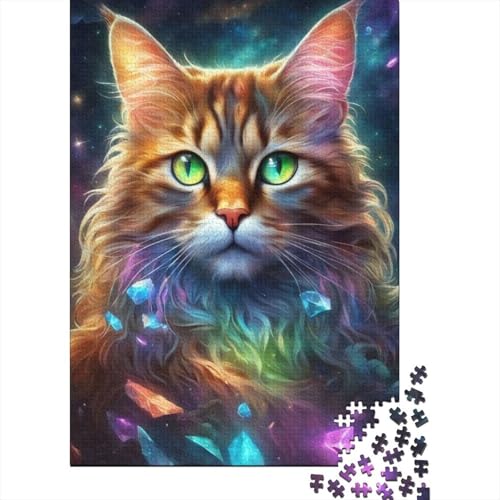 Puzzle mit 1000 Teilen, Kunst, Tier, Katze, quadratische Puzzles für Kinder und Holzpuzzles, Lernspielzeug, Familienspiele, 1000 Stück (75 x 50 cm) von aaaaab