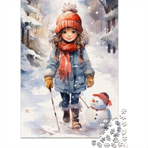 Puzzle mit 1000 Teilen, Weihnachts-Aquarellmalerei, Puzzle, Holzpuzzle, Familienaktivität, 1000 Stück (75 x 50 cm) von aaaaab