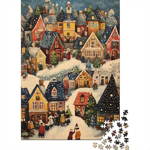 Puzzle mit 1000 Teilen, Weihnachtsstadt-Puzzle für Erwachsene, Holzpuzzle, pädagogisches Stressabbau-Spielzeug, Puzzle, 1000 Stück (75 x 50 cm) von aaaaab