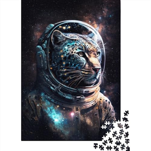 Puzzle mit 1000 Teilen, Weltraum-Astronaut, Leopard, Puzzle, Kinderpuzzle, Zusammenbauspielzeug, interaktives Familienspiel, 1000 Stück (75 x 50 cm) von aaaaab