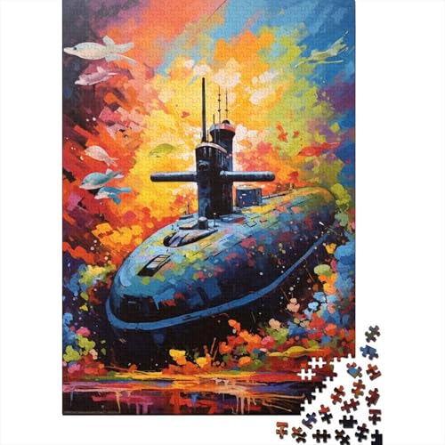 Puzzle mit 1000 Teilen, farbenfrohes Flugzeugträgerschiff für Erwachsene, Holzpuzzle, Lernspielzeug, 1000 Stück (75 x 50 cm) von aaaaab