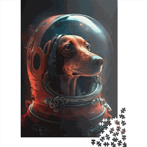 Puzzle mit 1000 Teilen, roter Dackel-Astronaut, für Erwachsene und Teenager, Lernspiele für zu Hause, DIY-Spielzeug, 1000 Stück (75 x 50 cm) von aaaaab