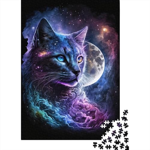 Puzzle mit 300 Teilen, Weltraum, Mond, Katze, Puzzle für Erwachsene, Kinderpuzzle, Lernspiel für Erwachsene, 300 Stück (40 x 28 cm) von aaaaab