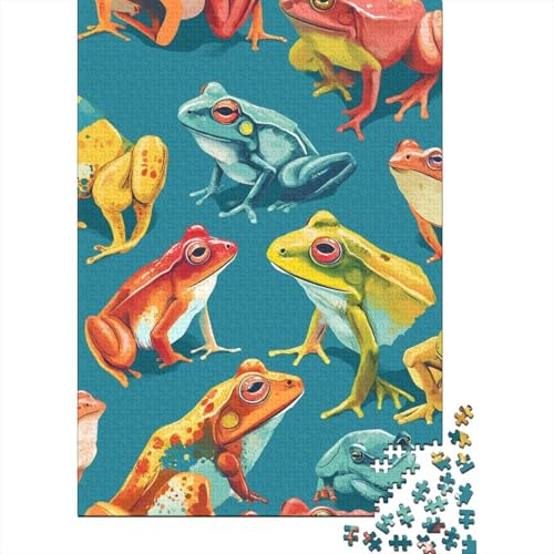 Puzzle mit Frosch-Vektor-Illustration, rechteckig, Pappe, rechteckiges Puzzle für Erwachsene und Kinder, Ostergeschenke, 70 x 50 cm/1000 Stück von aaaaab