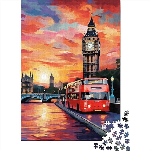 Puzzle mit Stadtbild von London, 500 Teile, Holzpuzzle für Erwachsene und Jugendliche ab 12 Jahren, 500 Teile (52 x 38 cm) von aaaaab