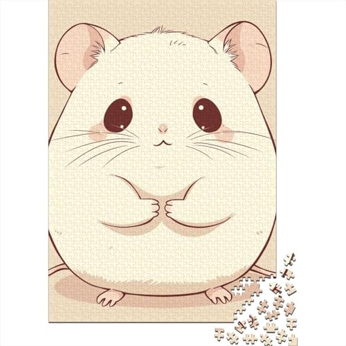 Rechteckiges Holzpuzzle für Erwachsene 1000 Teile, Hamster-Puzzle für Erwachsene, Geburtstagsgeschenke, 1000 Teile (75 x 50 cm) von aaaaab