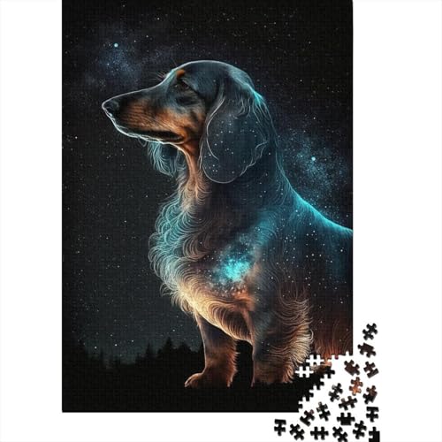 Rechteckiges Puzzle für Erwachsene mit 300 Teilen, Galaxie-Dackel, kreative Puzzle-Herausforderung, Spielzeug-Puzzles für Erwachsene, 300 Stück (40 x 28 cm) von aaaaab