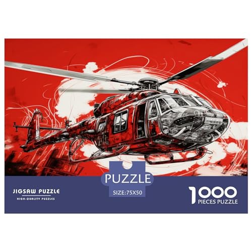 Red_Helicopter Puzzles 1000 Teile, Holzpuzzles, Puzzles für Teenager, Geschenke, Heimdekoration, Puzzlespielzeug, 1000 Stück (75 x 50 cm) von aaaaab