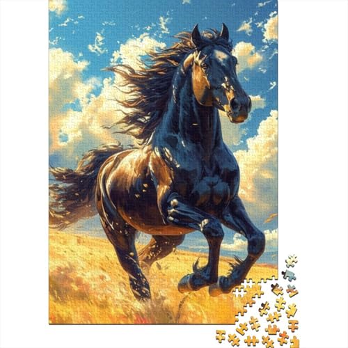 Retro-Pferde-Puzzle, rechteckige Pappe, 100 Prozent recycelte Pappe, Puzzle für Erwachsene und Kinder, Ostergeschenke, 38 x 26 cm, 1000 Teile von aaaaab