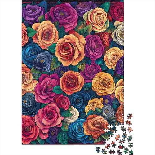 Rose Puzzle Premium 100% Recycling-Pappe, rechteckiges Puzzle für Erwachsene und Teenager, einzigartiges Geschenk, 70 x 50 cm, 1000 Teile von aaaaab