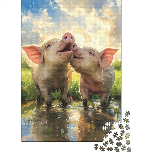 Schweine-Puzzle zum Stressabbau, 100% recycelte Pappe, Puzzle für Erwachsene und Kinder, einzigartiges Geschenk, 70 x 50 cm/1000 Teile von aaaaab