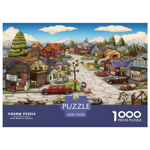 Small_town Puzzles 1000 Teile, Holzpuzzles, Puzzles für Erwachsene, Puzzles für Erwachsene, Teenager, Teenager, Mann, Frau, Geschenk, 1000 Stück (75 x 50 cm) von aaaaab