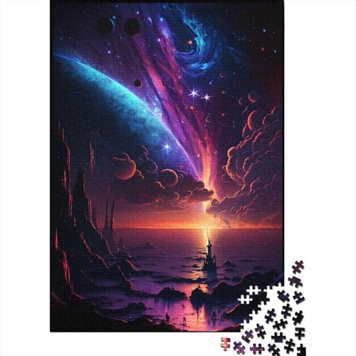 Space Beach-Puzzles für Kinder, 300-teiliges Puzzle aus Holz, anspruchsvolles Spiel, Familienaktivitäten, 300 Teile (40 x 28 cm) von aaaaab