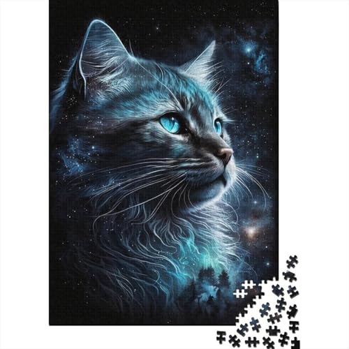 Space Cosmic Cat Puzzle 300 Teile für Kinder Puzzle für Kinder 300-teiliges Puzzle Lernspiele 300 Teile (40 x 28 cm) von aaaaab